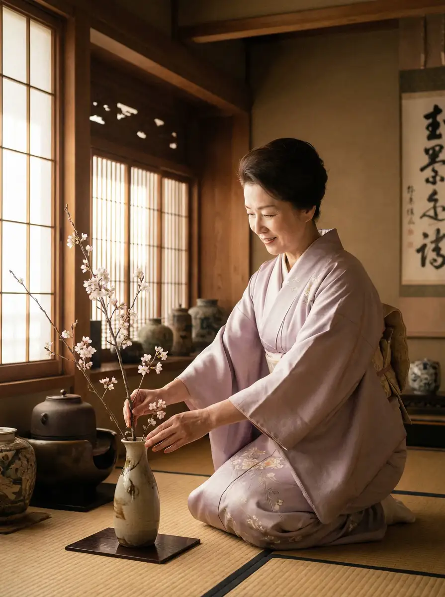一位优雅的 今日吃瓜 | 今日吃瓜官方平台-今日热点今日吃瓜爆料专区 在和室中插花